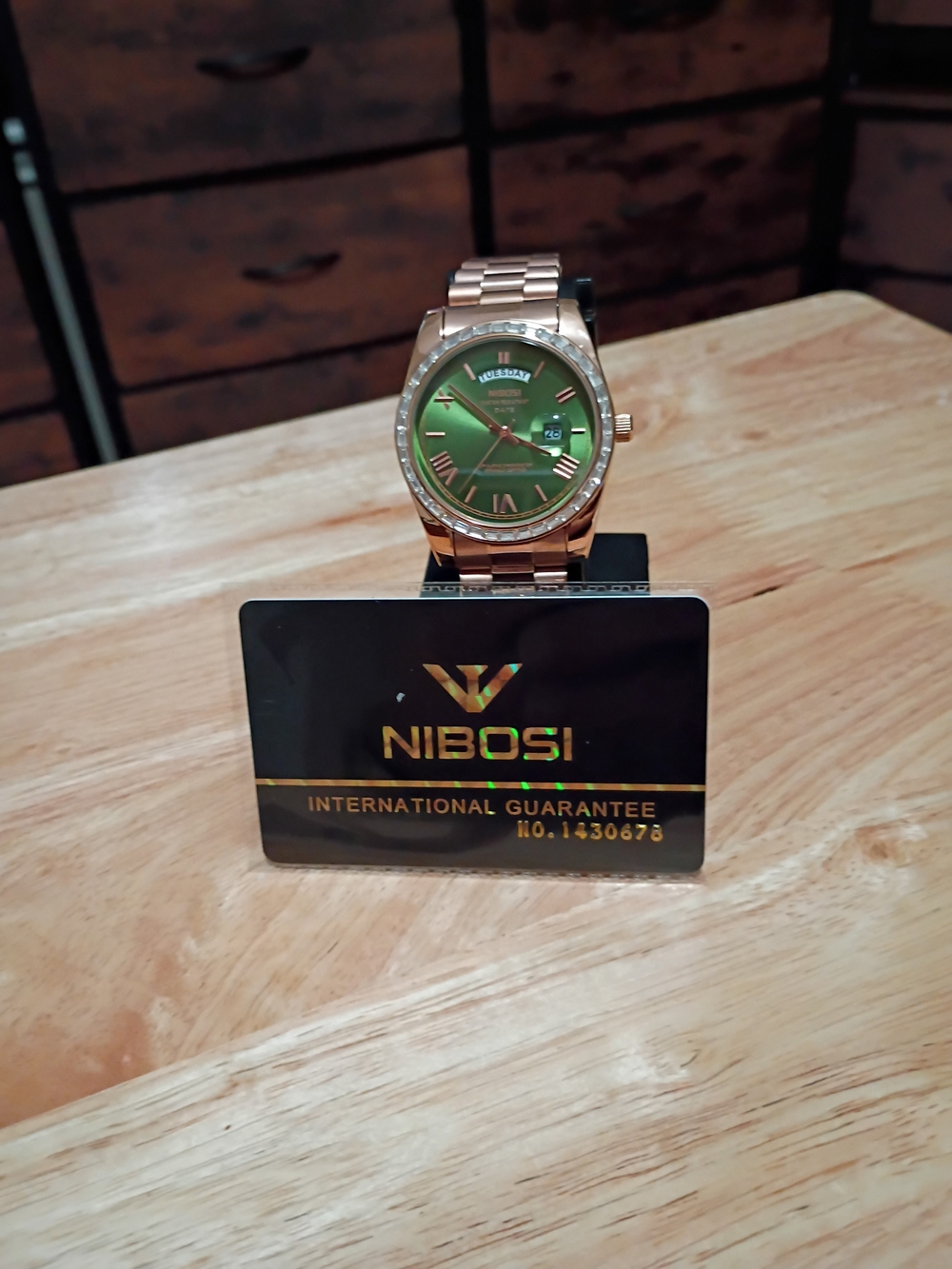 Men’s Rose Gold Watch with Green Dial